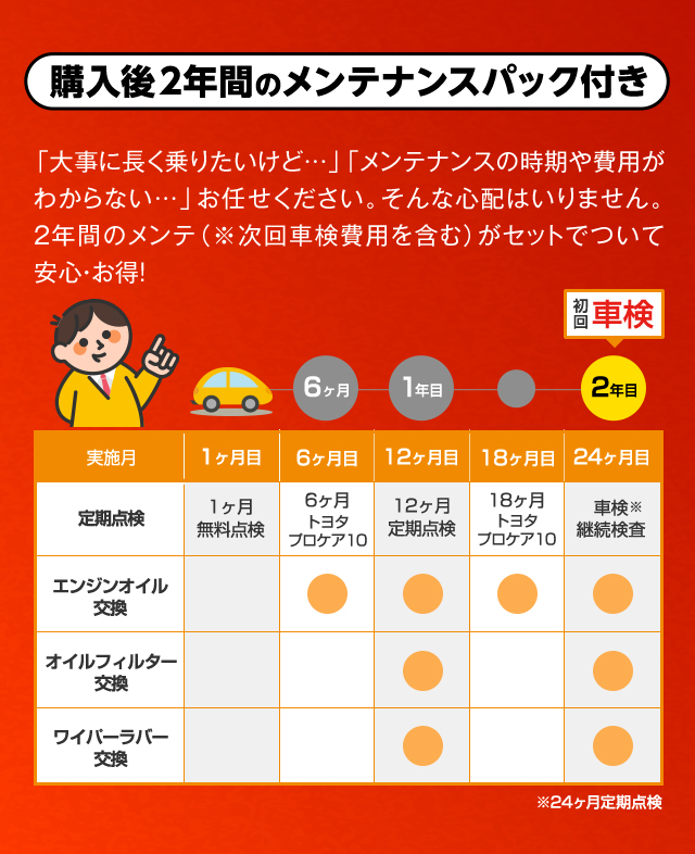 トヨタカローラ沖縄で中古車を購入すると、2年間のメンテナンスパックがついてくる！