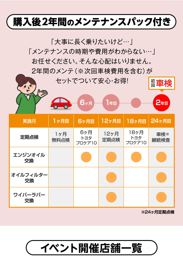 OTMグループなら購入後2年間のメンテナンスパック付き